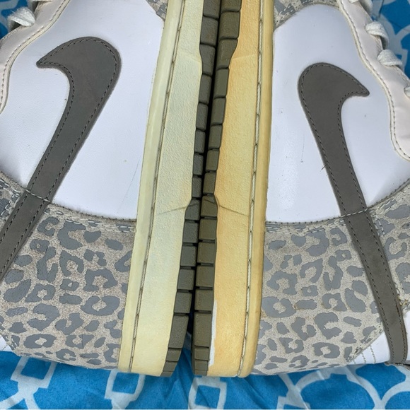 Nike Men’s size 7.5 Dunk high skinny leopard print white tan sail grey hi top og - Picture 8 of 11